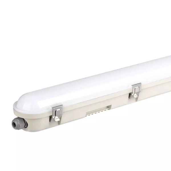 LED Waterproof Fitting M-SERIES 1500mm 48W 4000K Milky Cover SS Clip 120LM/W