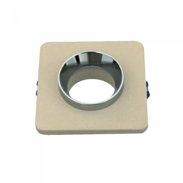 GU10 Fitting Gypsum Metal Off White Recessed Light With Chrome Bottom Round