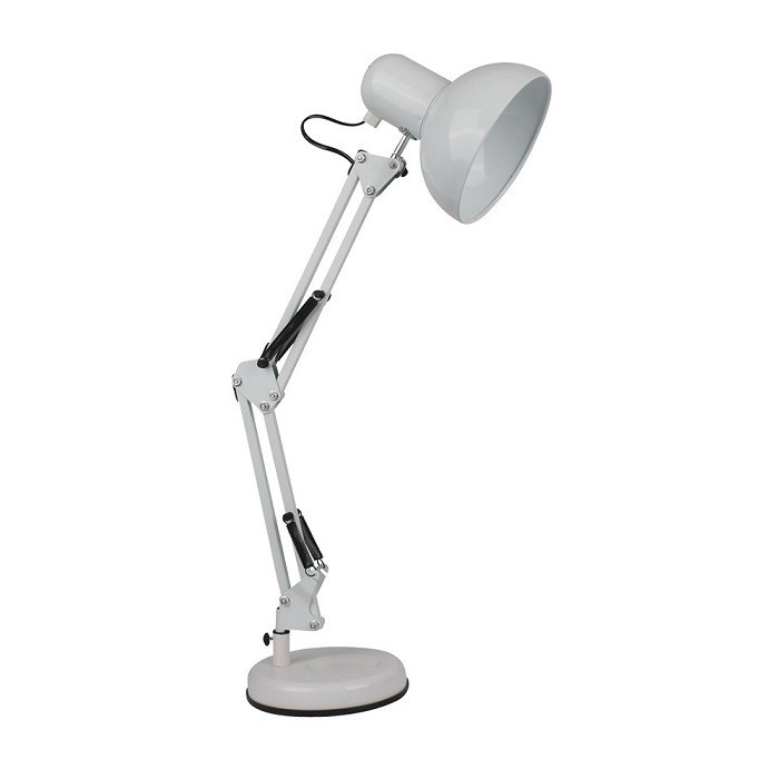 Designer Table Lamp With Adjustable Metal Bracket + Switch & E27 Holder - White