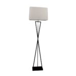 Designer Floor Lamp With Ivory Lampshade Black Square Black Metal Canopy + Switch