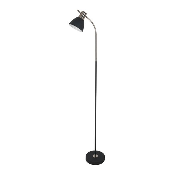 Designer Floor Lamp With Black Metal Base + Switch E27 Holder Black +Chrome