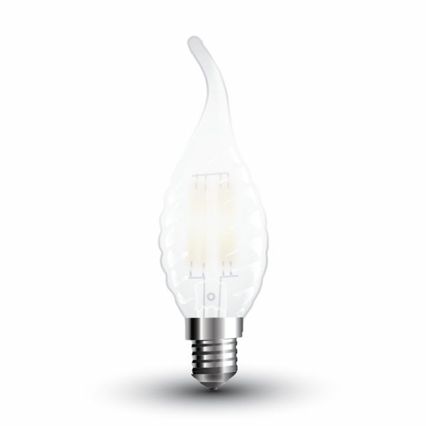 LED Bulb - 4W Filament E14 Frost Cover Twist Candle Tail 6400K