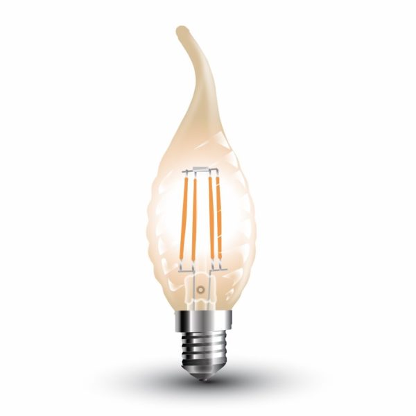 LED Bulb - 4W Filament E14 Twist Candle Tail Amber Cover 2700K