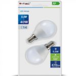 LED Bulb - 5.5W E14 P45 Plastic 2700K (Blister 2 Pezzi)