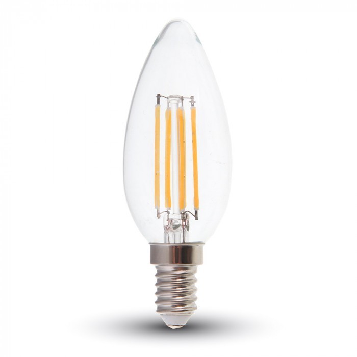 LED Bulb - 6W Filament E14 Clear Cover Candle 3000K