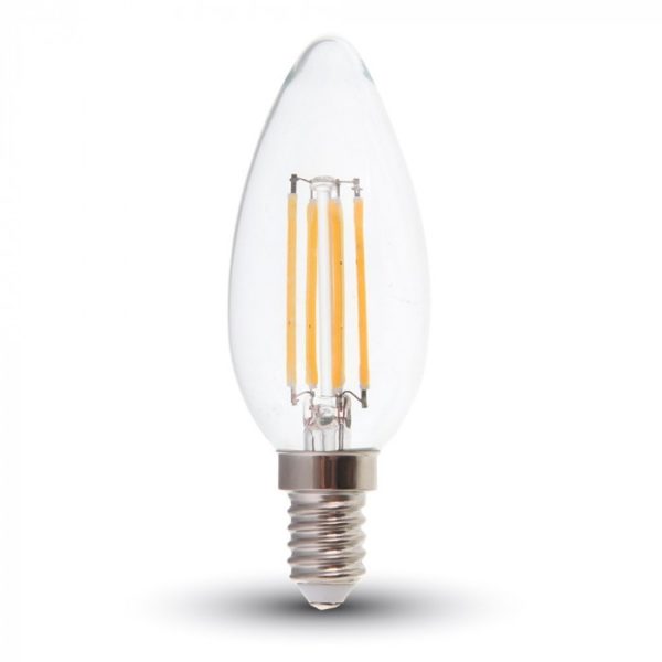 LED Bulb - 6W Filament E14 Clear Cover Candle 4000K