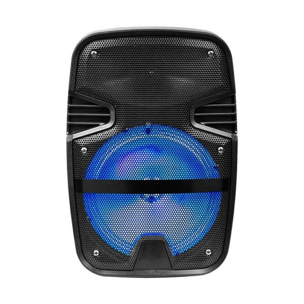 15W Rechargeable Trolley Speaker With One Wired Microphone RF Control RGB 8 inch