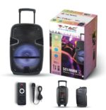 35W Rechargeable Trolley Speaker With One Wired Microphone RF Control RGB 12 inch