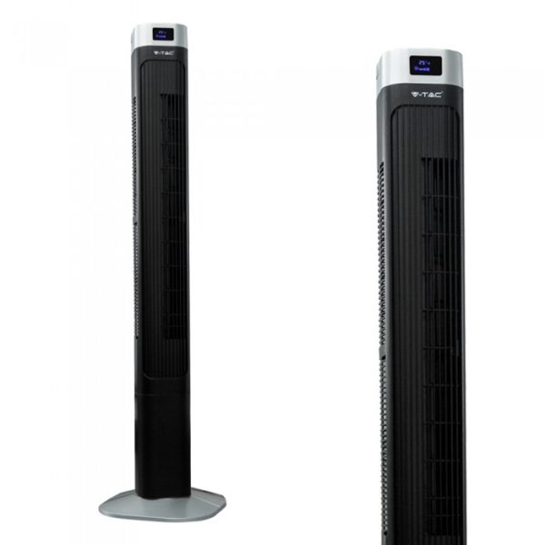 55W LED Tower Fan With Temperature Display And Remote Contrel 46 Inch Black