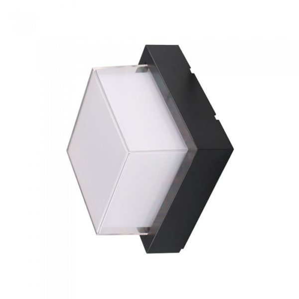 12W LED Wall Light Semi-Frame Black Square 3000K