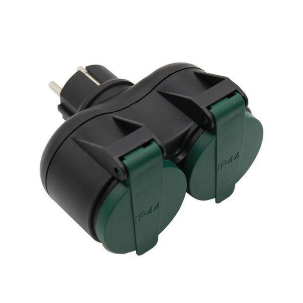 2 Ways Adapter 16A IP44 Black+Green